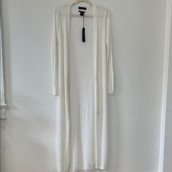 Tahari Sweaters - Tahari Sweater Women’s M White Linen Open Front Duster Romantic Feminine